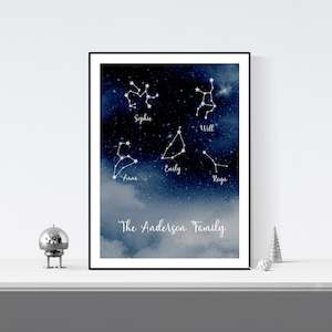 custom names constellation family wall art print unframed