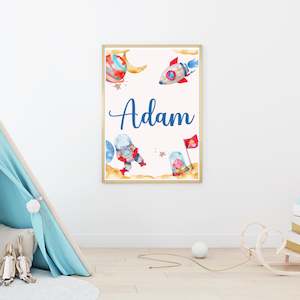 Baby wear: space personalised name nursery print