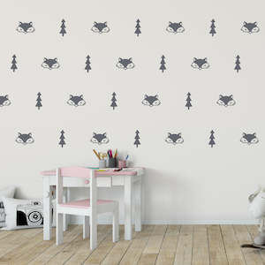 woodland fox and tree wall decals