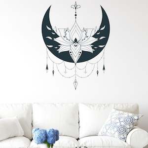 floral moon wall decal