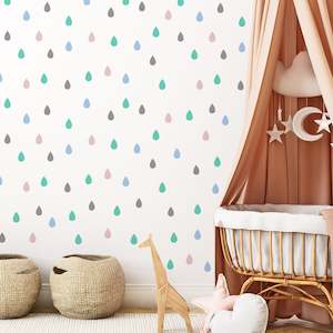 multicolor raindrop  wall decals