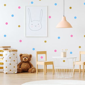 multi colour rainbow polka dot wall stickers