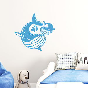 mum and baby whale nursery wall decal