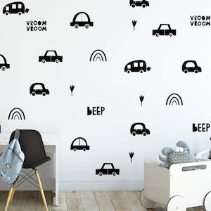 little car and rainbow wall decals