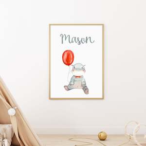 Baby wear: custom name baby hippo nursery print