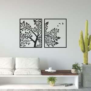 tree birds panel set wall decal