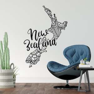 mandala New Zealand map wall decal