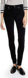 Clothing: AG Farrah Skinny Velvet In Super Black