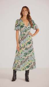 MinkPink Lenora Keyhole Midi Dress In Disty Floral