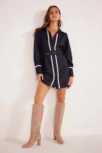 Clothing: Mink Pink Lucy Rik Rak Mini Dress Washed Black