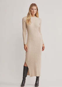 Clothing: MOS Wistful Knit Midi Dress in Sand