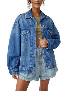 Clothing: Free People All in Denim Jacket in Touch The Sky