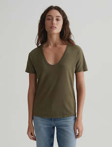 Clothing: AG Aspen U Neck Tee in Shady Moss