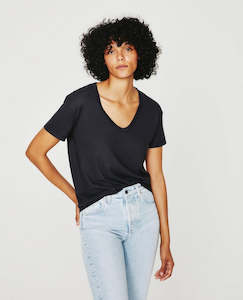 Clothing: AG Aspen U Neck Tee in Ink Stone