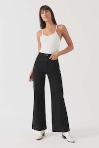 Rollas High Rise Wide Leg Sailor Jean in Jet Black