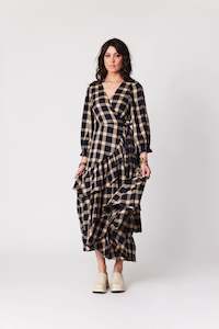 Libertine The Label Sundance Dress Navy Camel Plaid