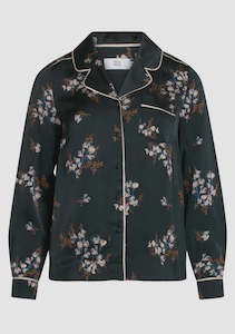 Clothing: Noa Noa Viscose Sateen Shirt in Black Print