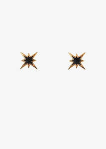 Clothing: Antler Gold Star Earrings in Black