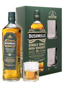 Bushmills Single Malt 10YO + 2 Glass Gift Pack 40% 700ml