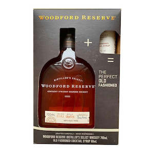 Liquor store: Woodford Reserve Bourbon 700ml & Old Fashioned Syrup Gift Pack