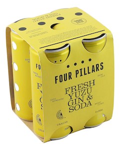 Liquor store: Four Pillars Fresh Yuzu Gin & Soda can 4 x 250ml