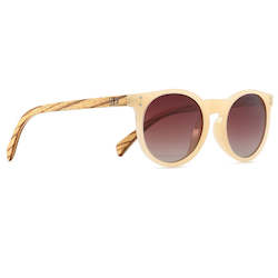 FRASER l Nude Coloured Frame l Polarized Lens l Walnut Wooden Arms l wholesale-(…