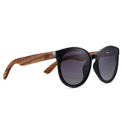 BELLA MIDNIGHT l Black Polarised Lens l Walnut Arms ( no GST) RRP   $85.99