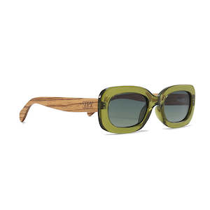 (b2b) VIBE MOSS - Khaki Frame l Black Lens l Walnut Arms  no GST) RRP $94.99