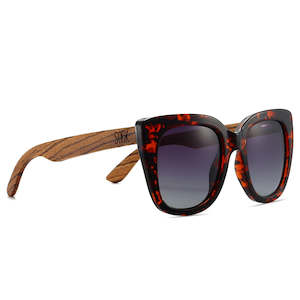 (b2b) RIVIERA TORTOISE - Black Graduated Lens with Walnut Arms - Adult (no GST) RRP  $89.99