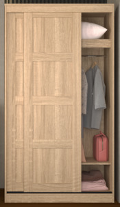 Direct: Wardrobe - Free Standing -  Sliding Door - Oak Colour