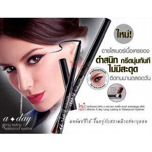 Mistine 1 Day Lasting Waterproof Eyeliner - Black Color, Smooth Texture