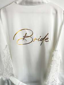 Personalised Bridal Party Robes | Soft Satin Lace Trim