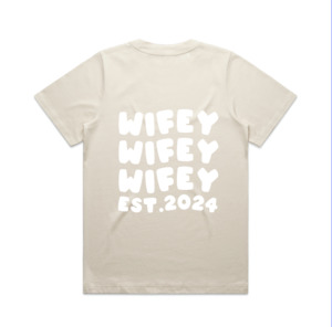 Wifey Tee | White on Ecru