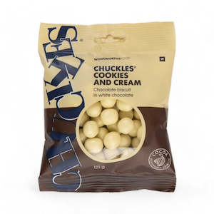 CHUCKLES® Cookies and Cream in White Chocolate 125 g