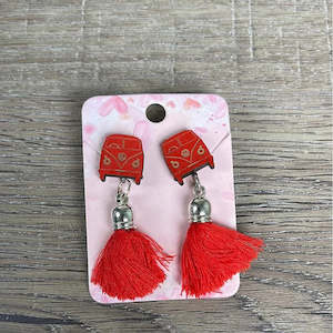 Braai: Hanging Earrings - Red Bus