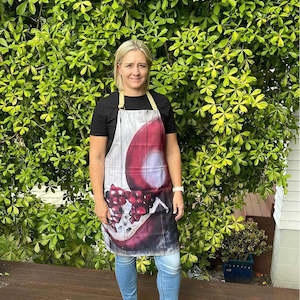 Inge's Art Apron - Pomegranate on Wood