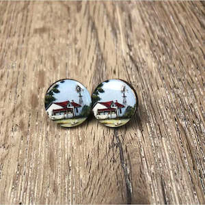 Earrings - Farmhouse with Windmill