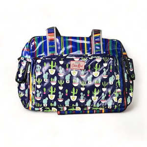 Cotton Road: Cotton Road Nappy Bag - Navy Blue with Cactus & Stripes