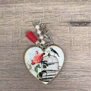 Heart Key Tags - Bird in Cage