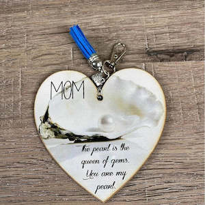 Key Tag - Wooden Heart Mom