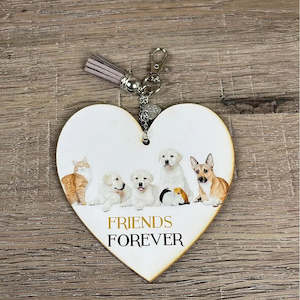 Key Tag - Wooden Heart Friends Forever