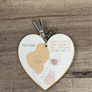 Key Rings And Tags: Key Tag - Wooden Heart Never