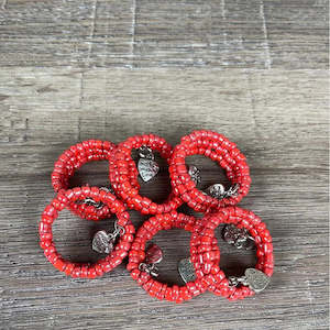 Serviette Rings: Serviette Rings - Pink Large Beads - 6 pack - "Made with Love"