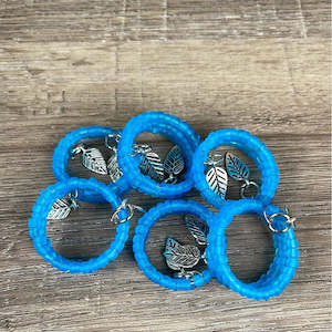 Serviette Rings - Light blue large beads - 6 pack - "Made with Love"