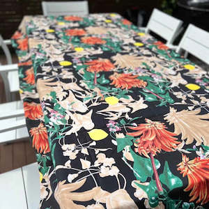 Tablecloth - Black with Orange Flowers