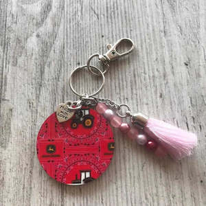 Handbag Tag - John Deere Pink Tractor