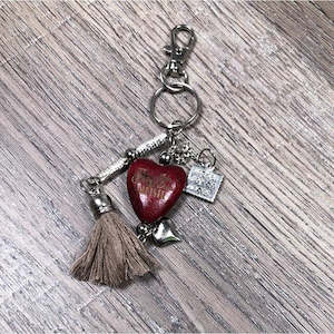 Key Tag/ Handbag Tag - Red - Heart with "John Deere Meisie"