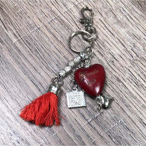 Key Tag/ Handbag Tag - Red - Heart with Donkey and "Genade"