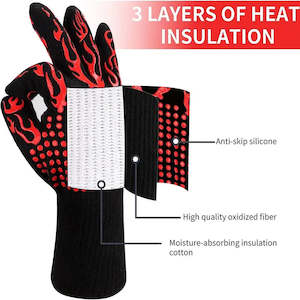 Heat resistant "Braai" gloves - Red & Black