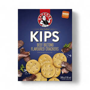 Biscuits Rusks: Bakers Pyotts Kips Biltong Flavoured Crackers - 200g